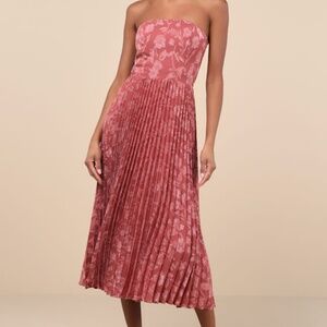 Lulus Rusty Rose Strapless Midi Dress Pink - Size L